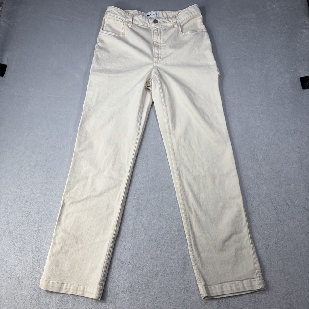 Aritzia TNA Jeans Women's Carpenter Straight Leg Pants Size 10 Cream High Rise